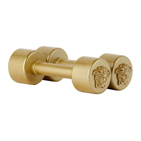 Luxe Designer Workout Gear : Versace Gold Medusa Dumbbells